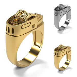 Awesome Unique Trendy Gothic Hip Hop Rock Punk Gold Lighter Rings Men Women Jewelry Anniversary Vintage Designer Rings