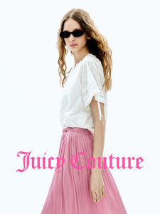 Juicy Couture | Embroidered Tie-Front Short Sleeve White Shirt for Women
