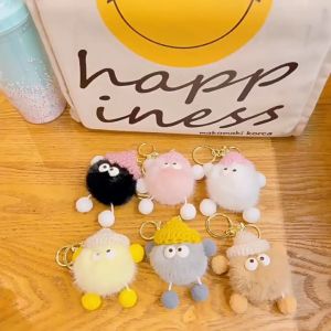 Gantungan Kunci Tas Lucu Kurcaci Pom Pom Kelinci Bulu Topi Rajut Pluffy Bag Keychain