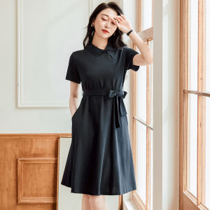 Slimming Effect French Polo Dress Women Summer 2023 New High Waist A-Line Skirt T-Shirt Tea Break Casual Sensation Dress