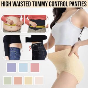High Waisted Tummy Control Panties Hip Lifting Seamless Mugwort Antibacterial Underwear  Comfortable Body Fit