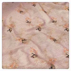 Vải Mùa Hè Mềm Mại Thoáng Khí Phong Cách Cổ Điển Áo Sơ Mi Váy Cheo Lá Phong Màu Hồng Nhạt Vải Lụa Tơ Tằm