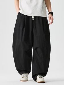 กางเกงทำงานฤดูร้อนบางหลวมๆ กางเกงขายาวทรงตรงแห้งเร็วผ้าไหมน้ำแข็งสำหรับคู่รัก กางเกงขายาวทรงตรงสำหรับผู้ชายและผู้หญิง