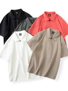 Áo Thun Nam Mùa Hè Cổ Polo Tay Ngắn Dáng Rộng Màu Trơn Thoáng Khí Thường Ngày Thường Ngày Mùa Hè Thường Ngày Tay Ngắn Cổ Polo