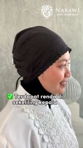 Ciput Haji dan Umroh Renda Kerut Hitam Putih