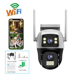 V380 Pro 3 Lens Outdoor CCTV Camera IP66 Waterproof Two-way Audio Viewing on 3 screens simultaneously 10x zoom Motion Detection Alarm Night Vision Free 4G SIM Card
