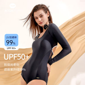 AquaPlay womens new long sleeved hollow butterfly back one-piece swimsuit fashionable sun protection slimming surfing jellyfish suit
