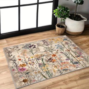 VIKAMA Vintage Họa Tiết Hoa Chào Mừng Thảm Chùi Chân Trong Nhà Ngoài Trời Thảm Polyester Phòng Ngủ Phòng Tắm Thảm Trang Trí Nhà Chống Phai Màu