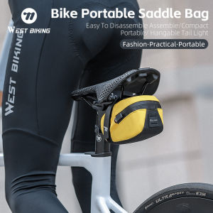 West Biking | WEST BIKING Bike Portable Saddle Bag 0.8L Polyester Compact Lightweight Reflective Logo Bicycle Bag Saddle Hook Tape Bike Bag