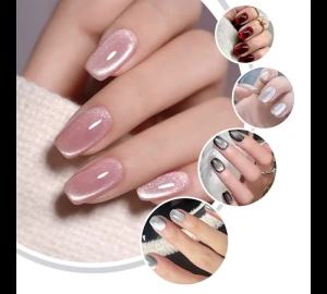 Cat Eye Short False Nails Glass Cat Magnetic Gel Nail Polish Nail Art Manicure Handmade Press On Nails 24pcs