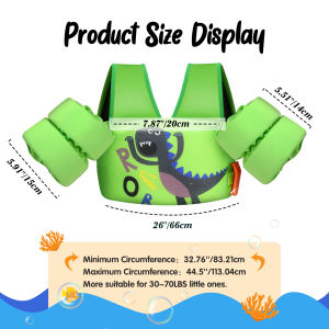 MoKo Toddler Swim Vest for Kids Swim Arm Band Dinosaur Swimming Wings Pool Float Vests Sleeves Shoulder Straps Arm Floaties for Children 30-70 lbs Learn to Swim