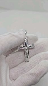Cross stone pendant silver (PENDANT ONLY) up to 6mm 92.5 italy silver jewelry (TUNAY NA SILVER)