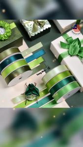 LAZY BEE 5 meters Hunter Dark Green Sage Green Emerald Moss Willow Green Premium Double Faced Satin Ribbon Wholesale Ribbons Hair Bow Wedding Perkahwinan Borong Reben Kain Hantaran Gift Wrap Party Decoration Big Riben Ribon Florist Bouquet