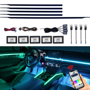 KEVANLY | 18 In 1 Car LED Ambient Lights RBG 64 Color Acrylic led Ambient for Car Guide Fiber Optic Interior Decoration Atmosphere Lamp