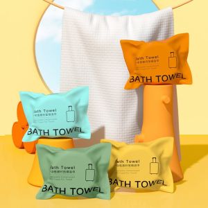 ผ้าขนหนูคอตตอนแบบใช้แล้วทิ้งผ้าเนื้อนิ่มแห้งเร็วและหนาสำหรับเดินทางผ้าเช็ตตัวผ้าขนหนูอัดซักได้