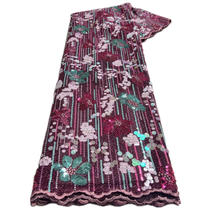 African Flocking Velvet Organza Lace Textured Mesh Tulle French Net Fabric with Sequins Glitters Nigeria Occasional Wear Garment