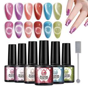 เจลทาเล็บ Groillim Cat Eye - Magnetic LED Dip ประกายเพชรสะท้อนแสง สูตรทาเล็บปราศจากแอลกอฮอล์ แม่เหล็กสำหรับทาเล็บ | ไวบรา