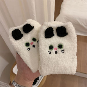 Thin Strip Winter Thickening Heattech Plush Socks Female Cute Strawberry Sleeping Socks Home Floor Tube Socks