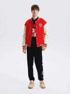 [CNY COLLECTION] FILA CORE WHITE LINE ORIGINALE Mens Cotton Suit in Red