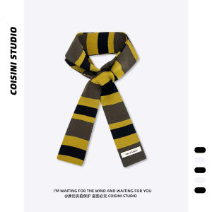 Retro Harajuku Stripe Scarf Womens Fashionable Small Decoration Hot Girl Shopping Street Photography Matching Long Neck Warmer