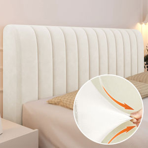 สำหรับป้องกันหัวเตียงที่คลุมหัวเตียง: คลุมหัวเตียงผ้ากำมะหยี่ลายทางสำหรับป้องกันหัวเตียง