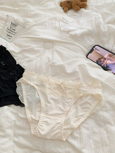 เซ็กซี่ Pure Desire Ice ผ้าไหม ผู้หญิง ชุดชั้นใน ฤดูร้อน บาง ลูกไม้ Trim Butterfly Knot ผ่าชายสูง ต่ํา เอว สามเหลี่ยม กางเกงชั้นในหญิง