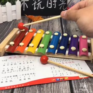 Little Buddy Kids Toys 8 Keys Kalimba African Solid Mahogany and Golden Bamboo Percussion Piano
