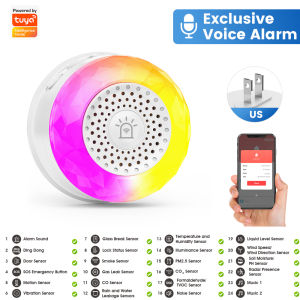iHseno | Home Security Smart Siren WiFi Sound Light Alarm Tuya Smart Life APP Support Vibration CO VOC PIR Human Motion Detection Sensor