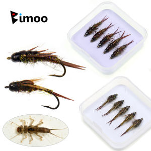 5PCS Stonefly Larvae Fly Baits - Realistic Design Fast Sinking Fly Fishing Flies Trout Steelhead & Other Freshwater Saltwater