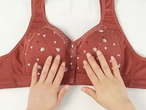 Supfine วัยกลางคนด้านหน้าผู้สูงอายุหัวเข็มขัดชุดชั้นในดอกไม้พิมพ์กว้างสายชุดชั้นในผลักดันยกทรง