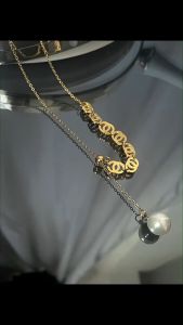 Kalung liontin mutiara imitasi baja titanium emas berkualitas tinggi tahan air tahan karat tidak kehilangan warna aksesoris wanita baru