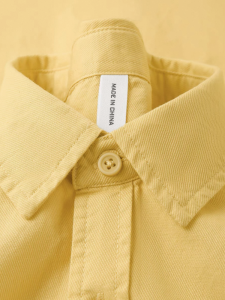YIWEIYI | 100% Cotton Casual Loose Long Sleeve Yellow Shirt Light Weight
