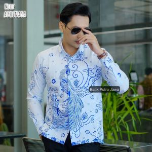 BATIK PUTRA JAWA Motif ABHINAYA Kemeja Batik Pria Slimfit Premium Bahan Katun Lapis Furing