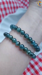 Collection Grade Rare Green Starry Stormy Aquamarine Bracelet