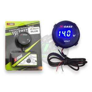 Voltmeter Mini Bulat Xcase 6577 Pengukur Aki Digital Motor Universal Waterproof Tahan Air Volmeter X-Case
