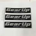 GEAR UP Logo Emblem Original Design Perodua Bezza Acia Myvi Ativa Alza Aruz Kancil Kelisa Kenali Kembara   Size: 7cm x 1.6cm  Ukuran: 70 x 16mm  Sticker 3M Original Design Perodua Emblem. 