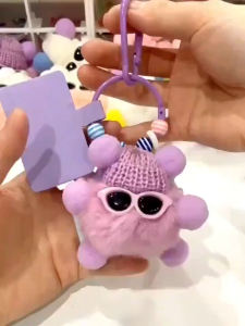 YAHOO  Keychain bag decoration plush doll cute coal balls cellphone hanger cute hanger