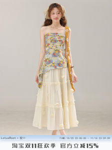 Áo Vest Không Tay Họa Tiết Hoa Kiểu Pháp Không Đều Eo Mùa Hè Ba Inch Lô Phong Cách Thường Ngày Dành Cho Nữ