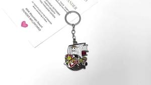 Bandai | One Piece Metal Keychain Anime Luffy Ace Law Devil Fruit Keyrings Creative Pendant Car Key Holder Fashion Charm Gifts
