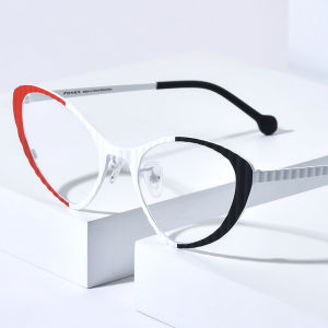 FONEX Titanium Glasses Frame Women Fashion Brand Design Cat Eye Eyeglasses Butterfly Cateye Ultralight High-Quality Optical Eyewear 85850