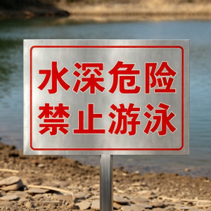 RUIKELAIXIANG | Stainless Steel Warning Sign No Swimming Fishpond Caution