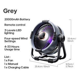 Portable 6 in 1 Outdoor Camping Fan 20000mAh Rechargeable Wireless Tent Ceiling Fan 4 Speed Adjustment LED Lighting Power Bank