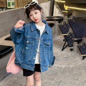 Fashionable Short Denim Jacket for Girls Spring Autumn New Arrival Korean Style Big Kids Clothing Widi Beibei Brand Pure Color
