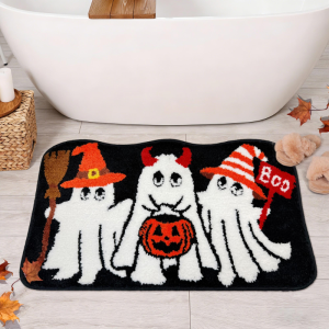 VIKAMA Halloween Ma Bí Ngô Thảm Tắm Lông Tơ Thấm Hút Nước Chống Trơn Trượt Phong Cách Hiện Đại Phòng Tắm Tắm Thảm Trải Sàn Trang Trí Nhà