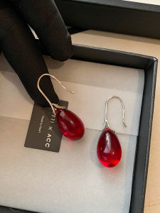CAFFTI | Premium Natural Red Drop Agate and Ice Jade Earrings
