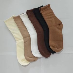 1 Pairs Solid Color Fashion Classic Socks Beige White Black Middle Tube Long Casual Womens Cotton Socks Women Men Elastic Socks