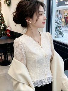 YOUFAN | Lace Three-Quarter Sleeves Shirt Korean Style Spring/Summer for Petite