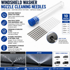 Cleaning Nozzle Tool Kit With Storage Tube  Windshield Wipers3D Printer HeadsGas Stove Vent GrillsShowerhead Needle Brushes