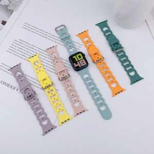 VUAERANG Donut Silicone Strap for Apple Watch Ultra 2/Ultra 49mm for i Watch Band 45mm 41mm 44mm 40mm 42mm 38mm Solid Color Metal Buckle Strap for Apple Watch Series 9 8 7 6 5 4 3 2 1 SE2 SE Smartwatch Accessories