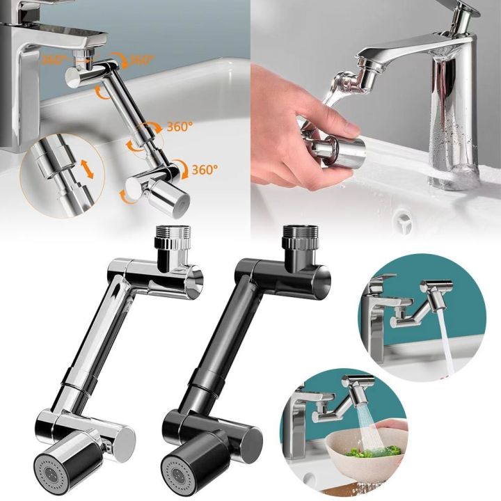 2-Pack Rotating Faucet Extender Aerator - 1440° Swivel Arm, Dual Spray, For Bathroom Sink Face Washing & Gargling - View #7